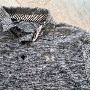 Under Armour Men's Gray/Blue Heather HeatGear Polo Shirt, size L